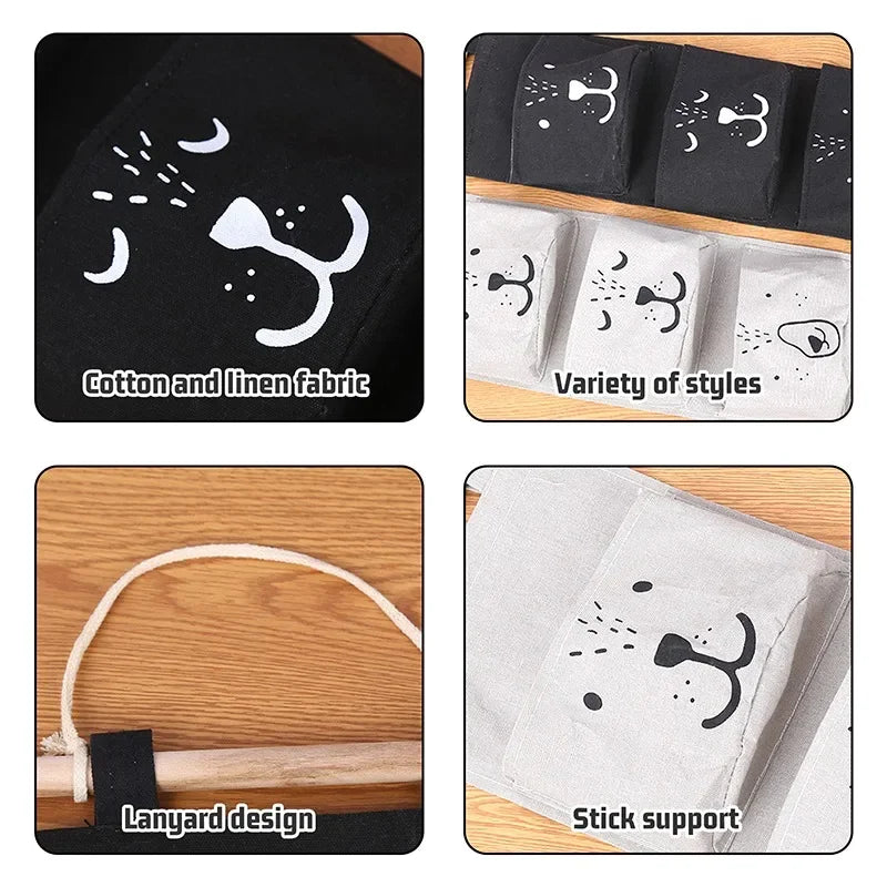 3 Pockets Cute Wall Mounted Storage Bag