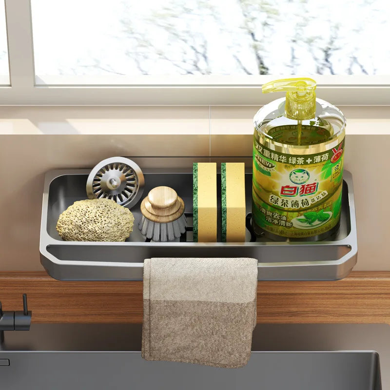 Kitchen Sink Organizer Drain Rack Self-draining