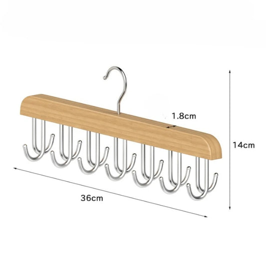 14 Hook Wooden Closet Organizer for Ties Belts Hats Scarves