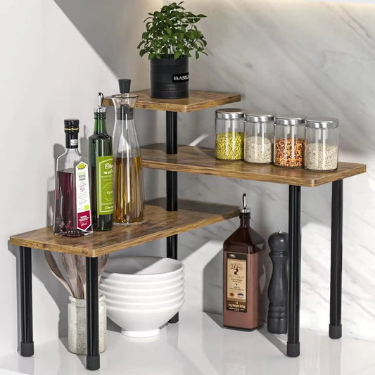 Countertop Organizer Organization 3 Tier Moveable Corner Shelf for Kitchen and bathroom