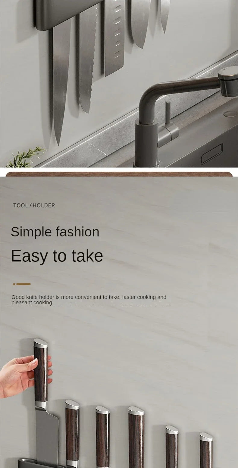 Kitchen Knife Organizer Wall // Mounted Multifunctional Kitchen Knife Storage Rack