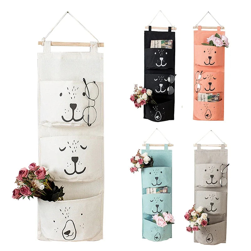 3 Pockets Cute Wall Mounted Storage Bag