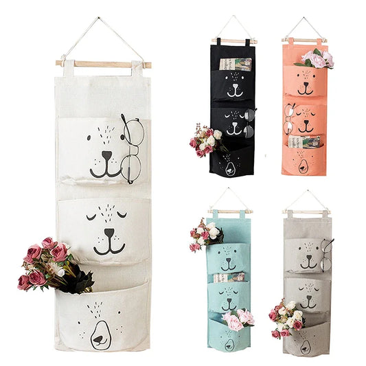 3 Pockets Cute Wall Mounted Storage Bag