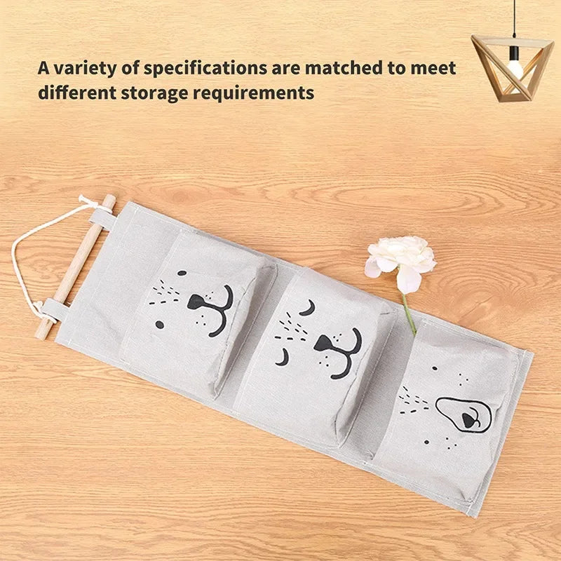 3 Pockets Cute Wall Mounted Storage Bag