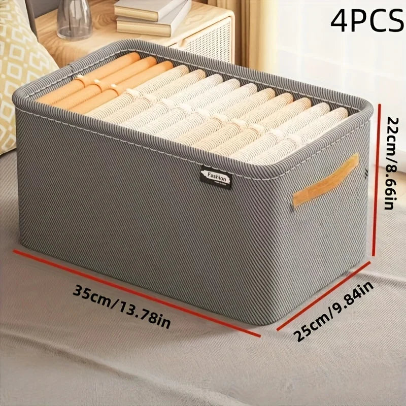 4pcs Clothes Organizer Trousers Clothes Storage Box