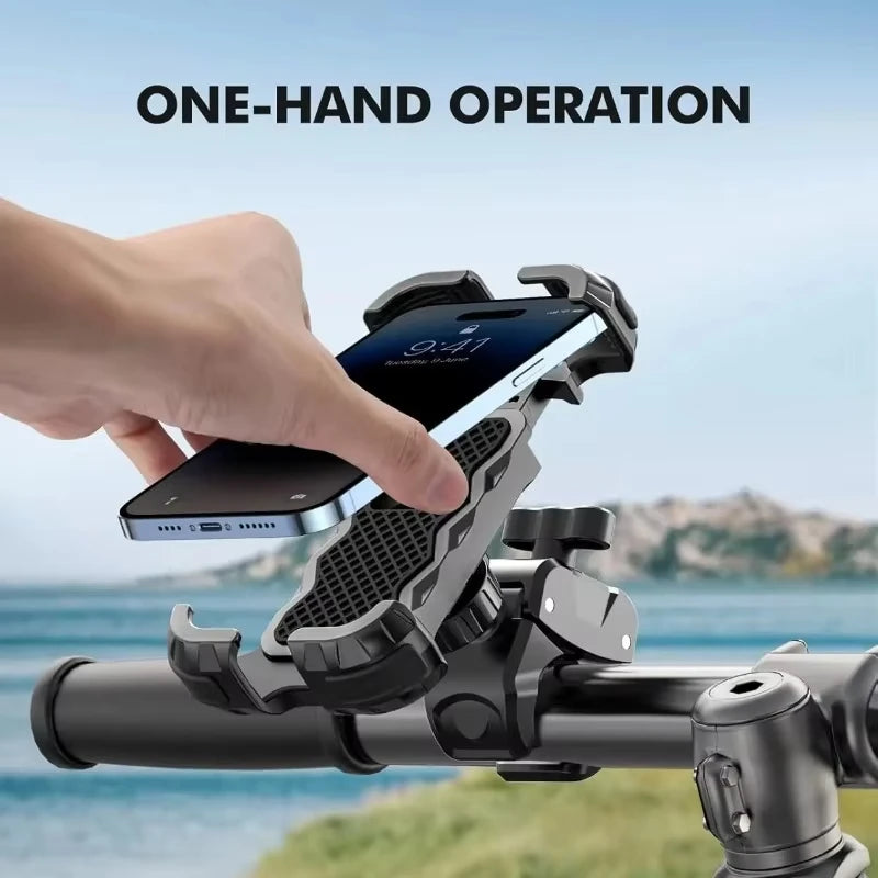 Motorcycle, mountain bike, road bike, stable and adjustable 360° rotatable universal mobile phone stand