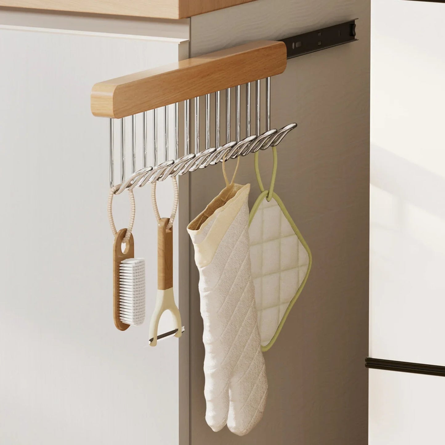 Clothes Hanger Bar for Closet // Pull Out Hook Rack Wardrobe Sliding Rack