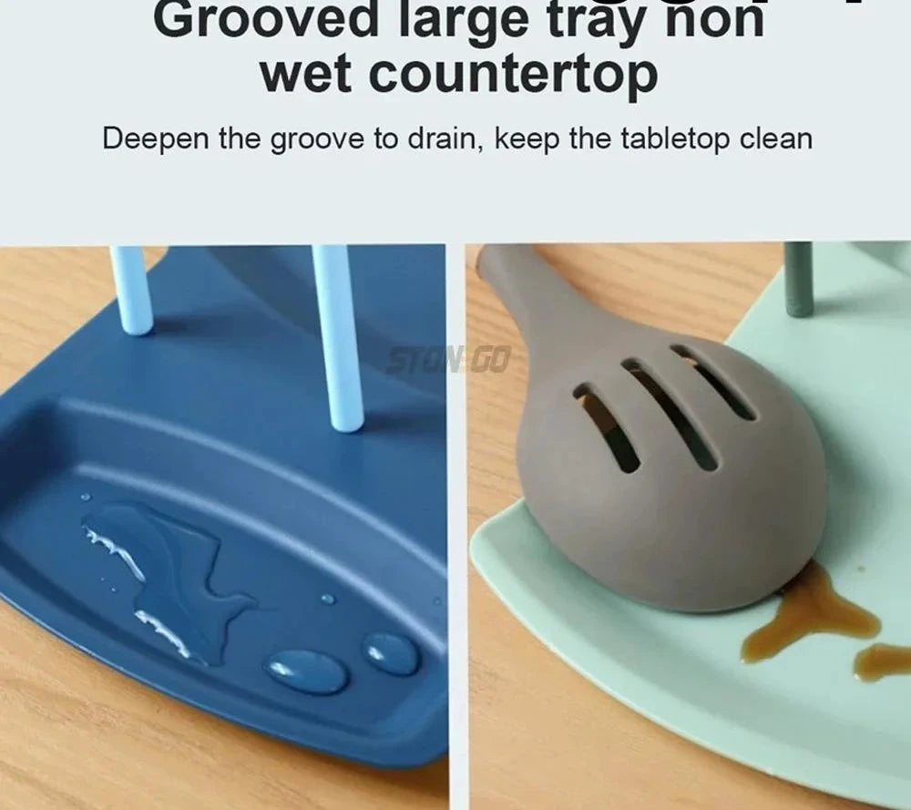 Kitchen Organizer Spatula Pot Lid Rack Shelf Plastic Spoon