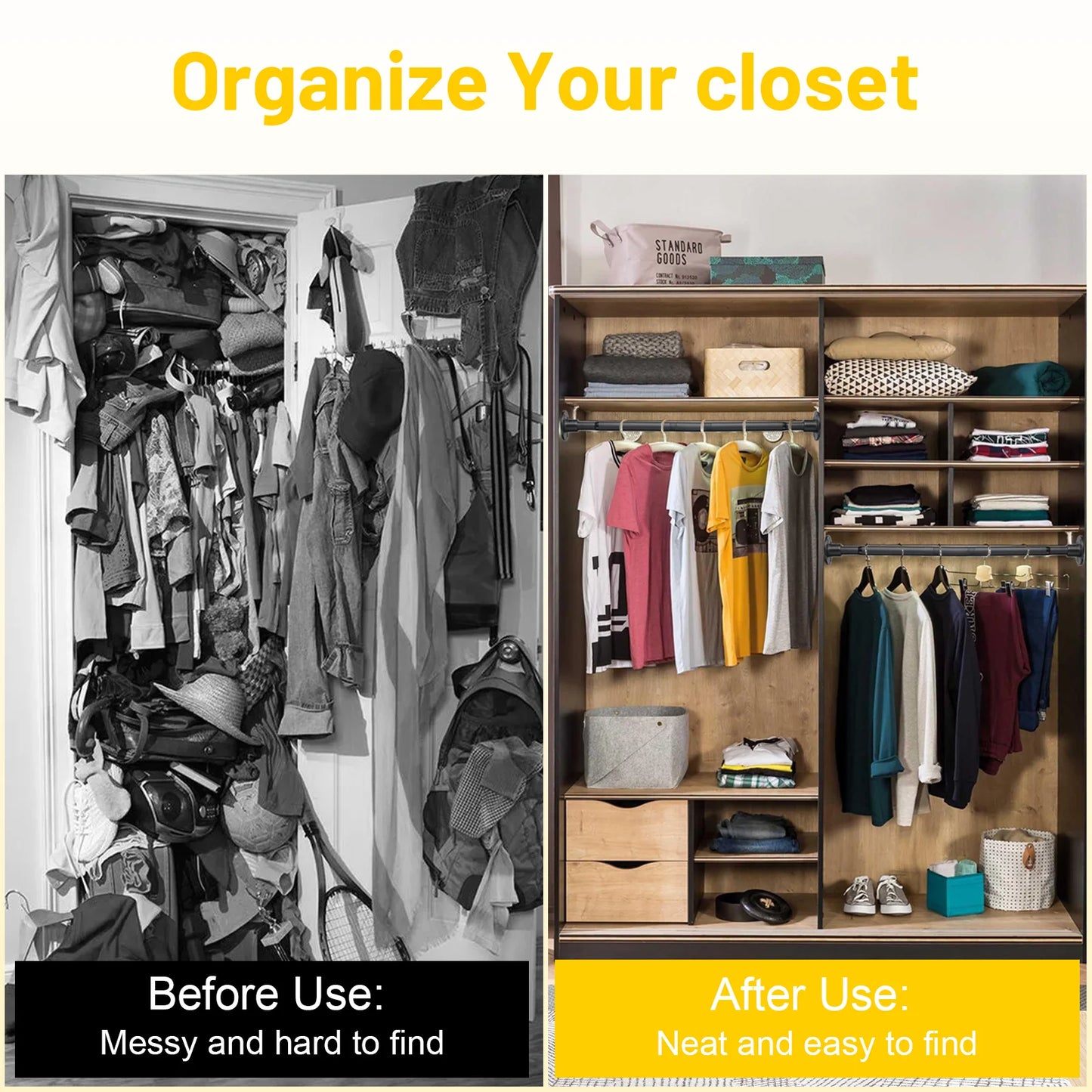 Closet Rod//  Adjustable Closet Rods for Hanging Clothes