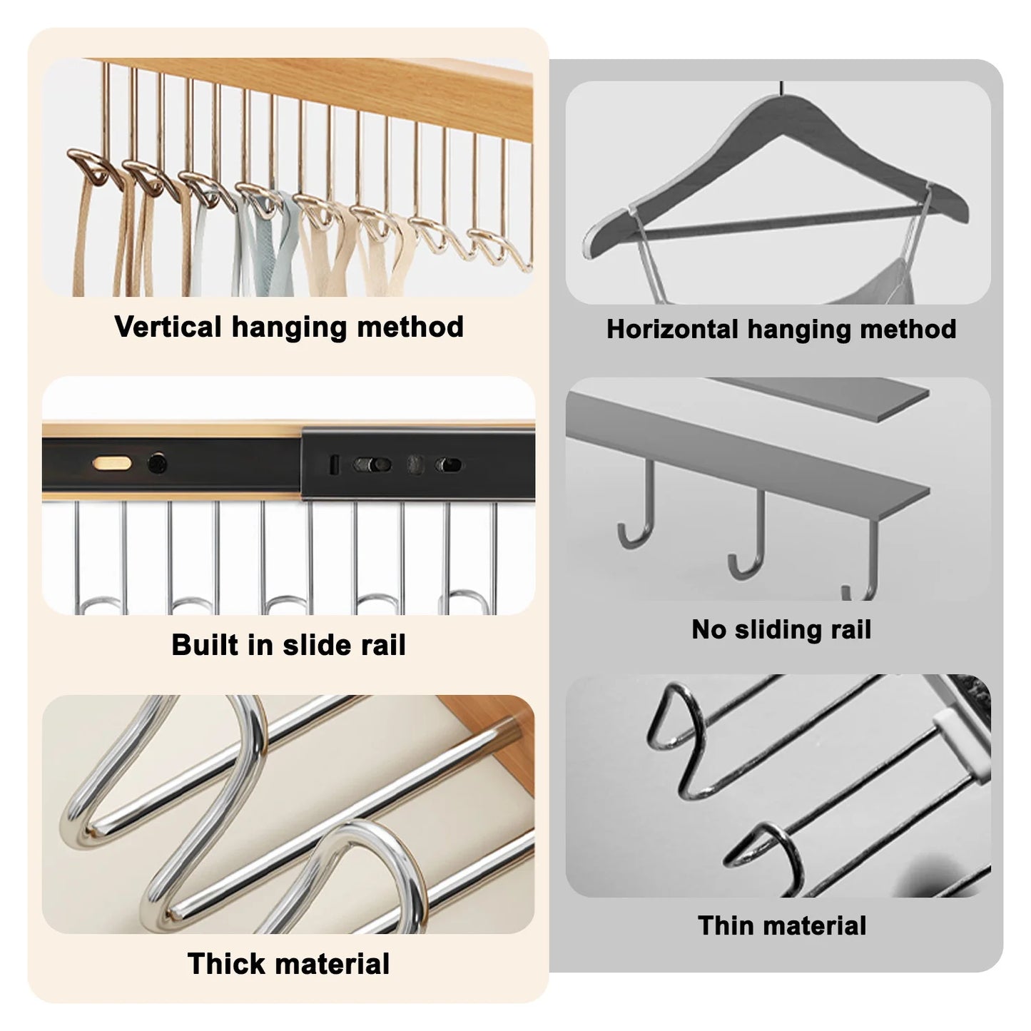 Clothes Hanger Bar for Closet // Pull Out Hook Rack Wardrobe Sliding Rack