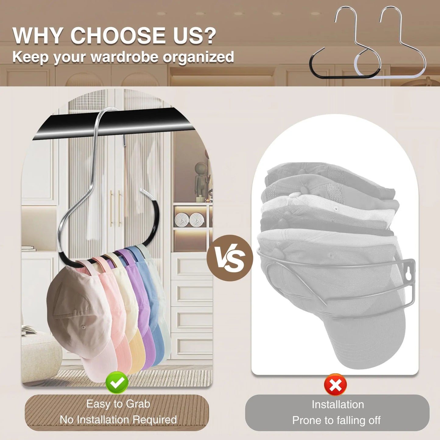 5pcs Hat Storage Hooks Metal