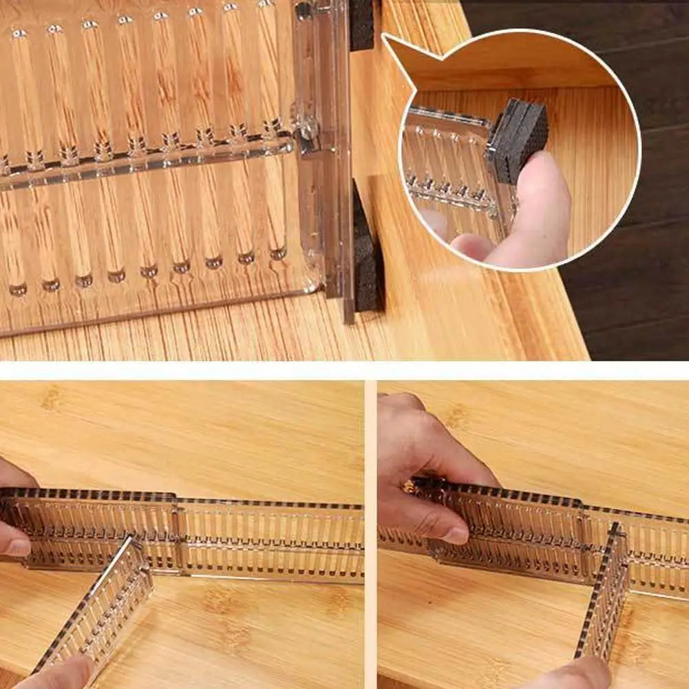 2Pcs Clear Drawer Dividers Organizers Adjustable // Cabinet Closet Storage