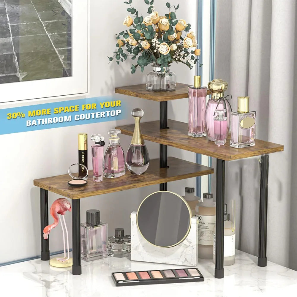 Countertop Organizer Organization 3 Tier Moveable Corner Shelf for Kitchen and bathroom