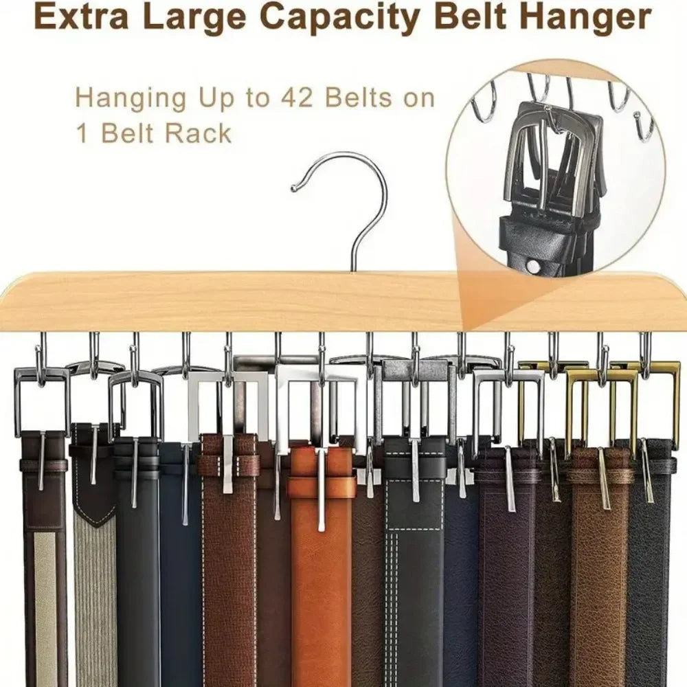 14 Hook Wooden Closet Organizer for Ties Belts Hats Scarves