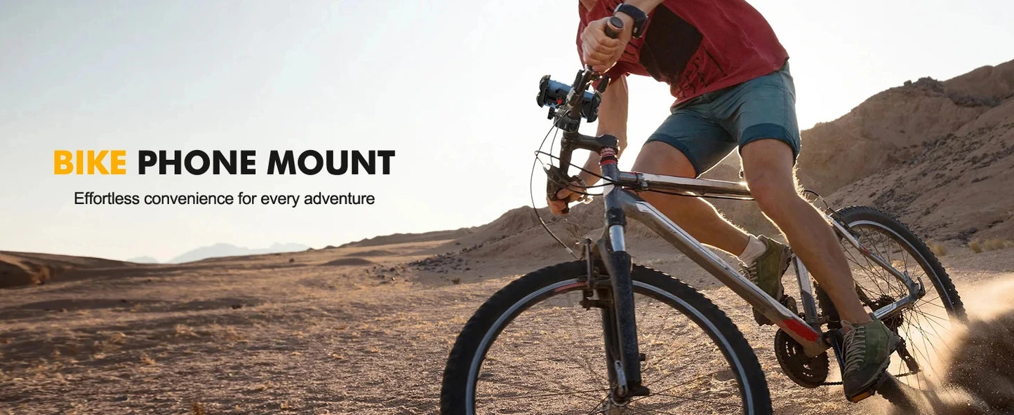 Motorcycle, mountain bike, road bike, stable and adjustable 360° rotatable universal mobile phone stand