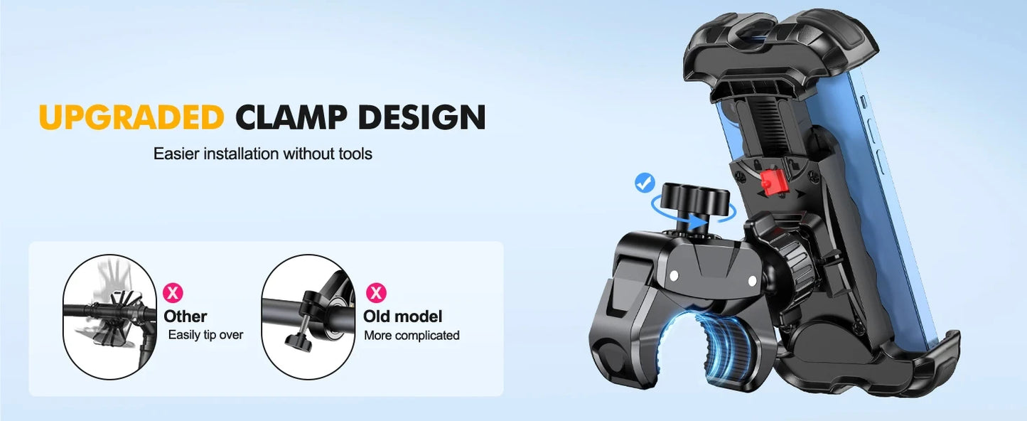 Motorcycle, mountain bike, road bike, stable and adjustable 360° rotatable universal mobile phone stand