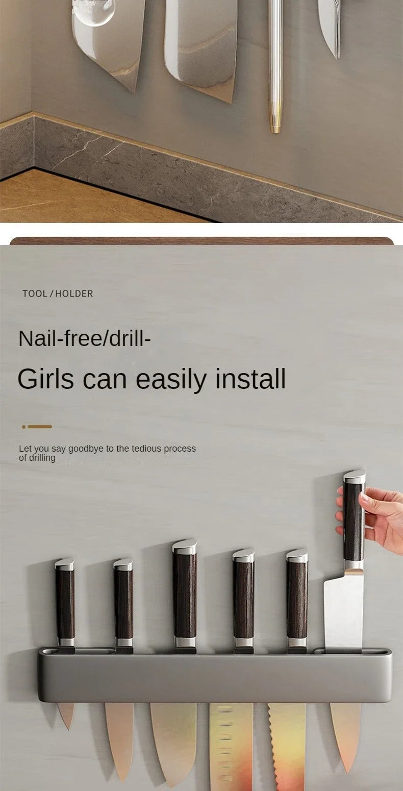 Kitchen Knife Organizer Wall // Mounted Multifunctional Kitchen Knife Storage Rack