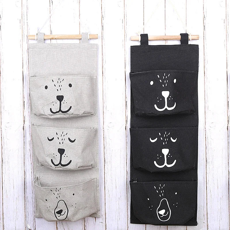 3 Pockets Cute Wall Mounted Storage Bag