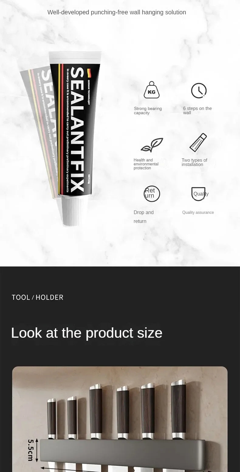 Kitchen Knife Organizer Wall // Mounted Multifunctional Kitchen Knife Storage Rack