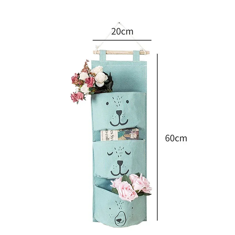 3 Pockets Cute Wall Mounted Storage Bag