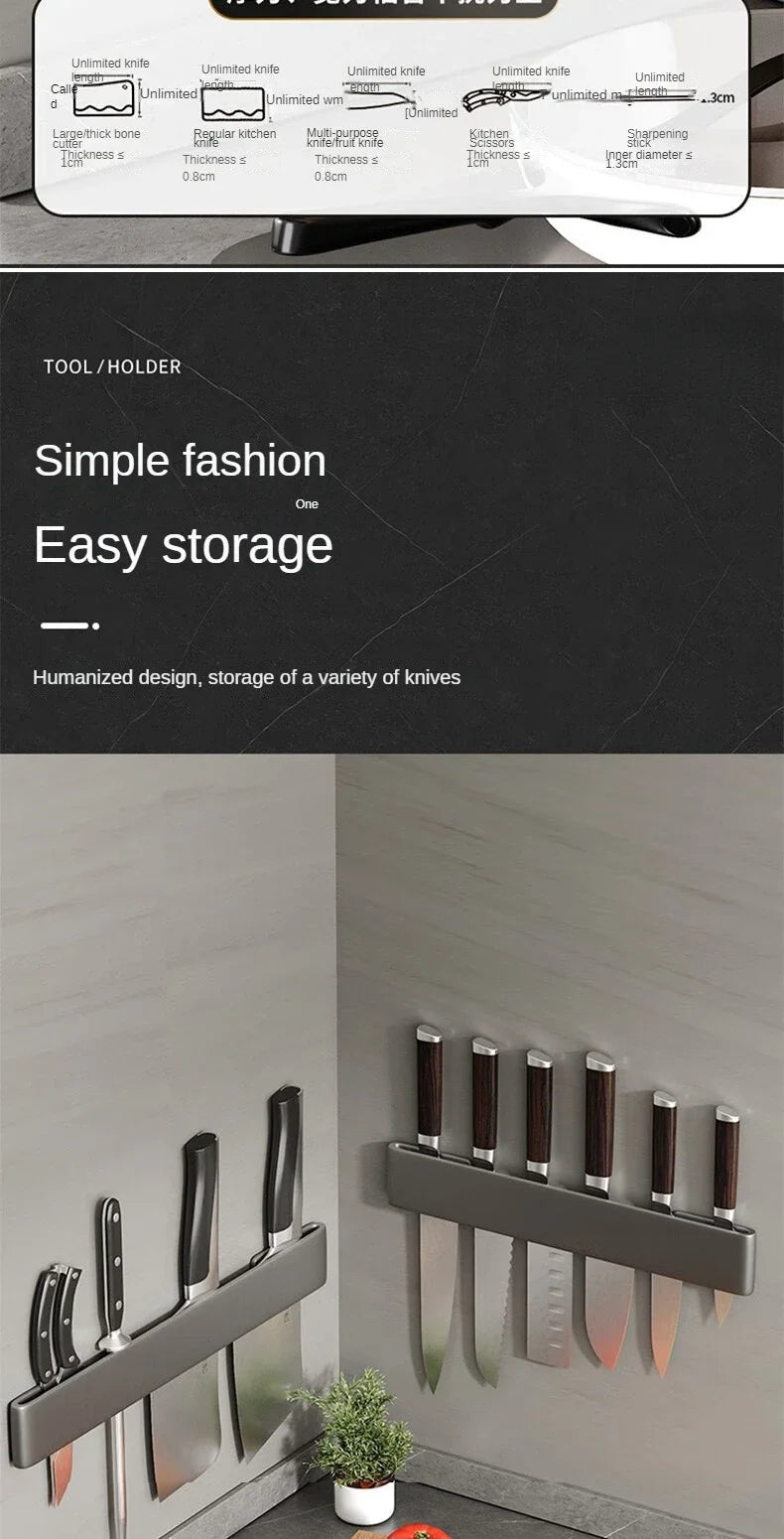 Kitchen Knife Organizer Wall // Mounted Multifunctional Kitchen Knife Storage Rack