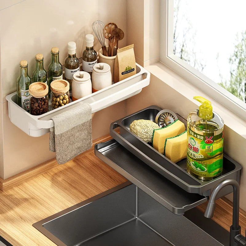 Kitchen Sink Organizer Drain Rack Self-draining